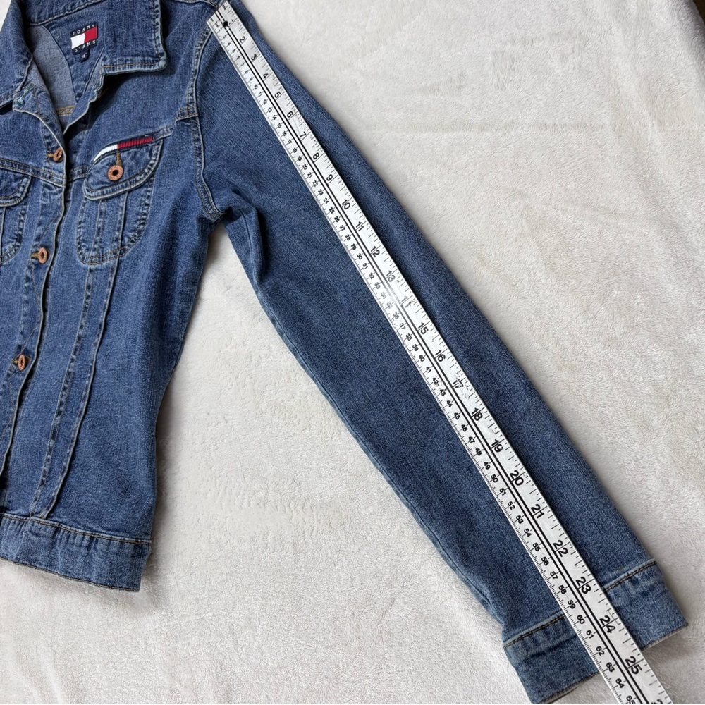 Tommy Jeans Denim Jacket Womens Size L Medium Wash Stretch Classic Blue Jean - Picture 8 of 10